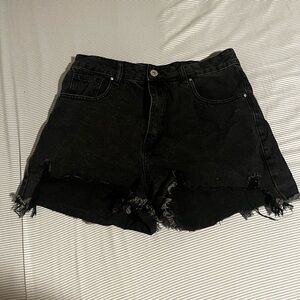 black jean shorts